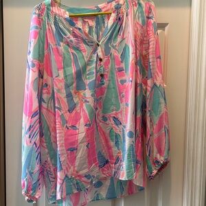 Lilly Pulitzer Pink and Blue Women's Elsa Blouse